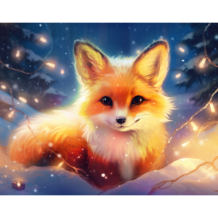 Diamond Painting with subframe Fox in the lights 30x40 cm VA827