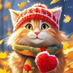 Diamond Painting kit "Autumn cat" 30x30 cm WD3202