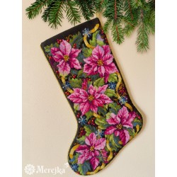 Pink Poinsettia Christmas Stocking 35x22 SK262