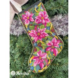 Pink Poinsettia Christmas Stocking 35x22 SK262