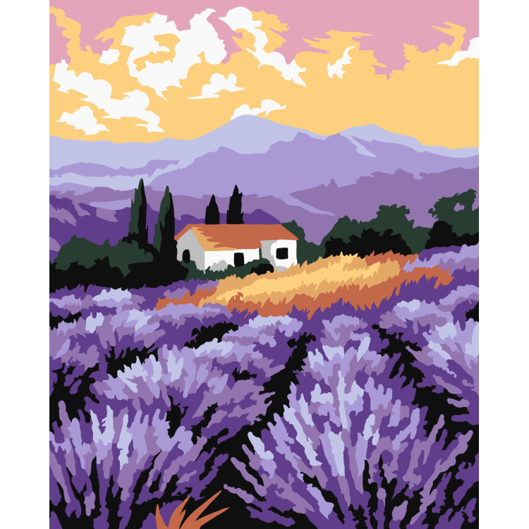 2024Paint by Numbers kit "Lavender landscape" 16.5x13 cm MINI319