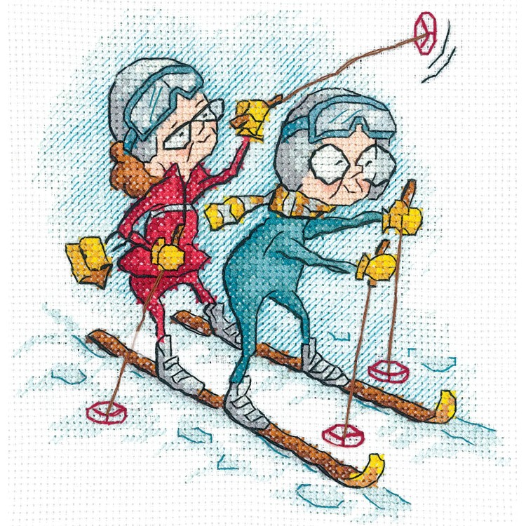 Cross stitch kit "Grandmothers skiers" SANB-24