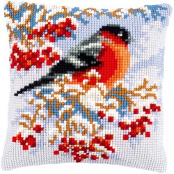 Cross stitch cushion kit Goldfinch in winter PN/0188511