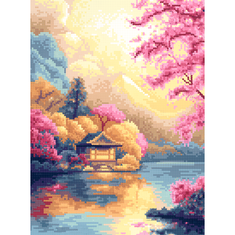 Diamond Painting with subframe House on the lake 30x40 cm VA835