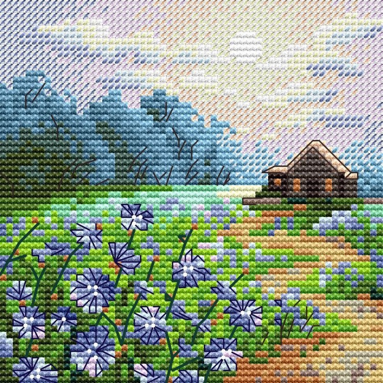 Cross stitch kit "Landscape with chicory" SM-1234