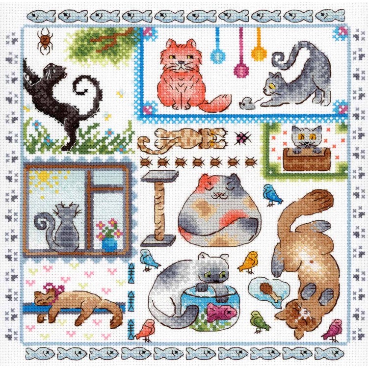 Cross stitch kit "Sampler. Cats" SNV-894