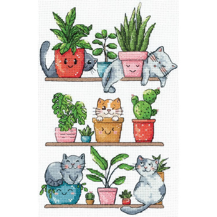 Cross stitch kit "Cats and flowers" SANK-68