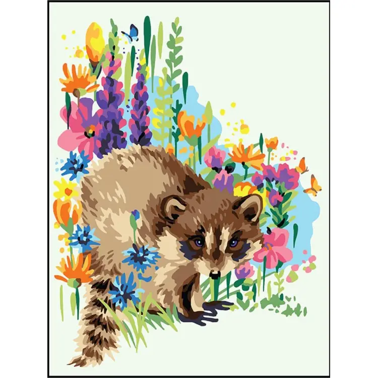Printed Canvas 40x30 Raccoon in flowers CDA10523W Printed Canvas 40x30 Raccoon in flowers CDA10523W