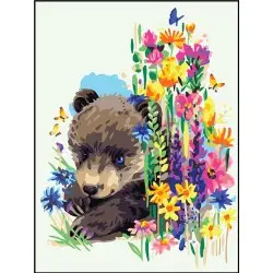 Printed Canvas 40x30 Bear in flowers CDA10525W