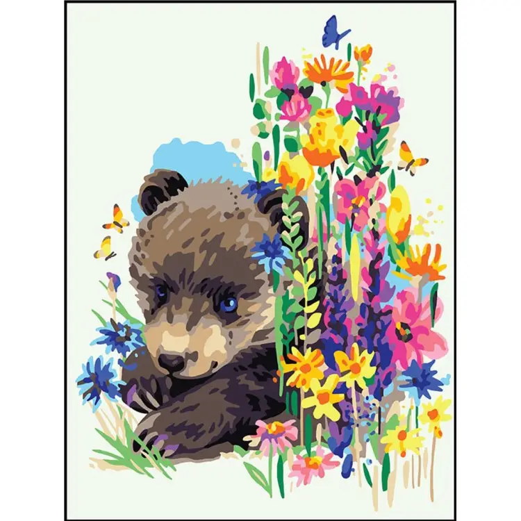 Printed Canvas 40x30 Bear in flowers CDA10525W Printed Canvas 40x30 Bear in flowers CDA10525W