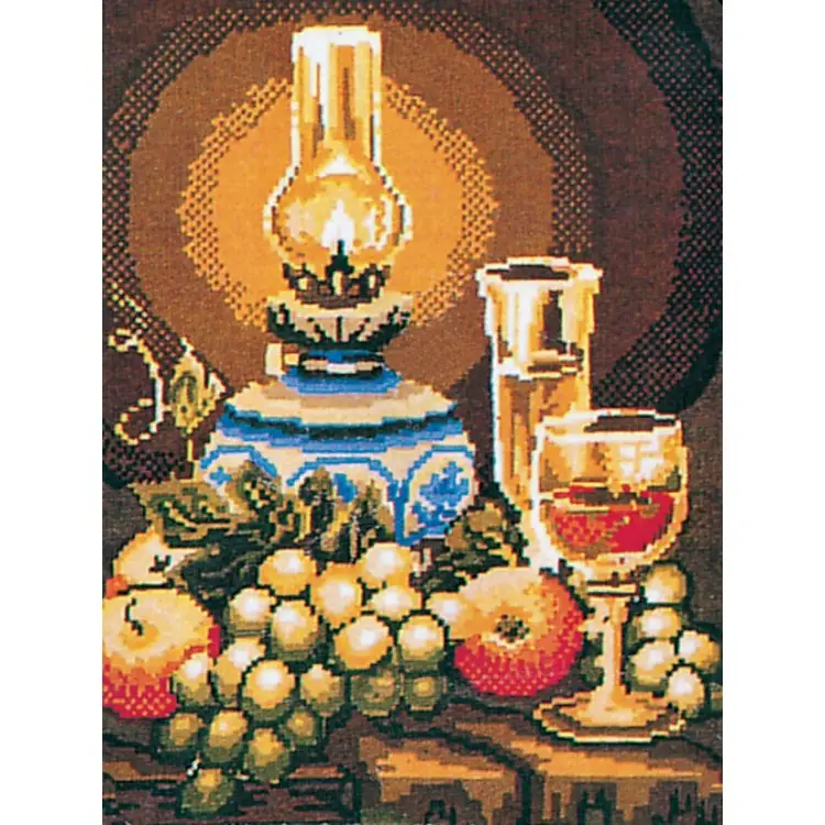 Printed Canvas 30x43 Still Life, China Lamp and Wine CDA11127 Printed Canvas 30x43 Still Life, China Lamp and Wine CDA11127