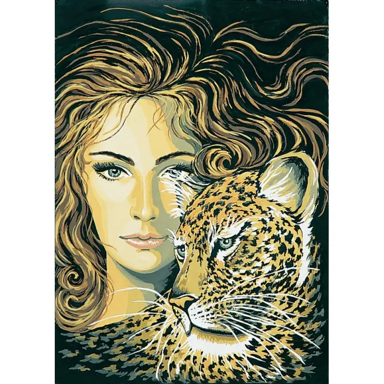 Printed Canvas 50x40 Head of a Girl with Leopard CDA11370 Printed Canvas 50x40 Head of a Girl with Leopard CDA11370