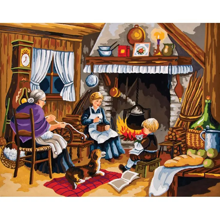 Printed Canvas 50x40 Chores by the Fireside CDA11552 Printed Canvas 50x40 Chores by the Fireside CDA11552