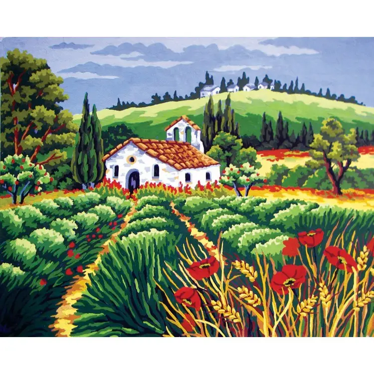 Printed Canvas 50x40 Church in the Poppy Field CDA11556 Printed Canvas 50x40 Church in the Poppy Field CDA11556