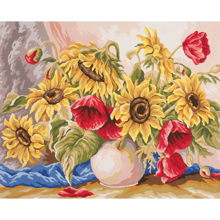 Printed Canvas 50x40 Poppies and Sunflowers CDA11588 Printed Canvas 50x40 Poppies and Sunflowers CDA11588