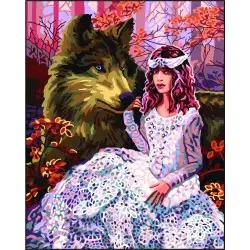 Printed Canvas 50x40 Girl with a wolf CDA11870