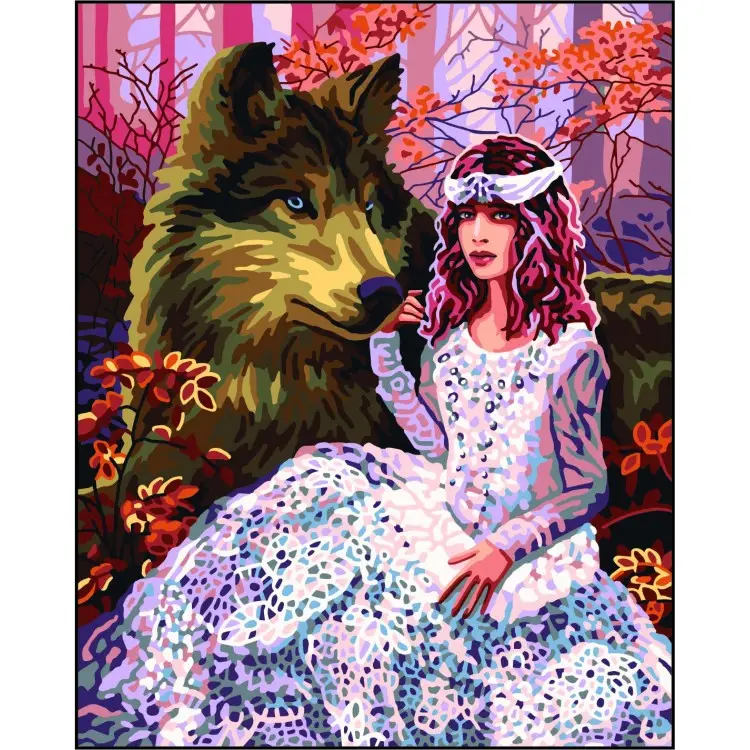 Printed Canvas 50x40 Girl with a wolf CDA11870 Printed Canvas 50x40 Girl with a wolf CDA11870
