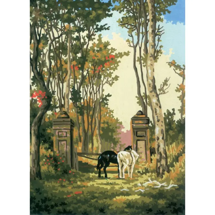 Printed Canvas 22x30 Horses by the Stone Gate CDA6055 Printed Canvas 22x30 Horses by the Stone Gate CDA6055
