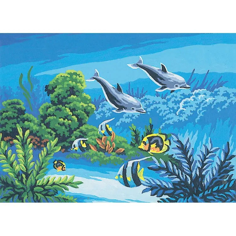Printed Canvas 22x30 Dolphin Pair CDA6148 Printed Canvas 22x30 Dolphin Pair CDA6148