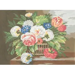 Printed Canvas 22x30 Basket of Flowers CDA6161