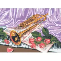 Printed Canvas 22x30 Trumpet, Still Life CDA6179
