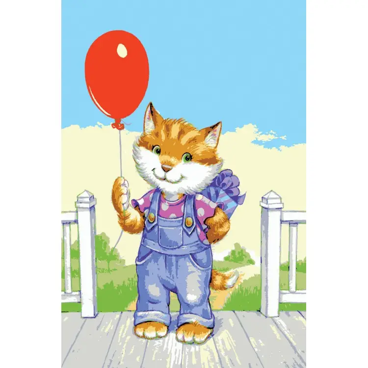 Printed Canvas 22x30 Kitten with Red Balloon CDA6272 Printed Canvas 22x30 Kitten with Red Balloon CDA6272