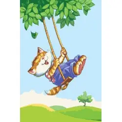 Printed Canvas 22x30 Kitten on a Swing CDA6273
