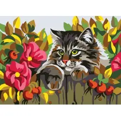 Printed Canvas 22x30 Cat behind a fence CDA6282