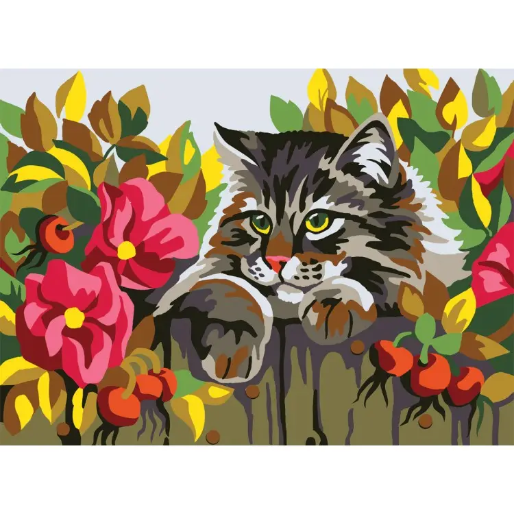 Printed Canvas 22x30 Cat behind a fence CDA6282 Printed Canvas 22x30 Cat behind a fence CDA6282
