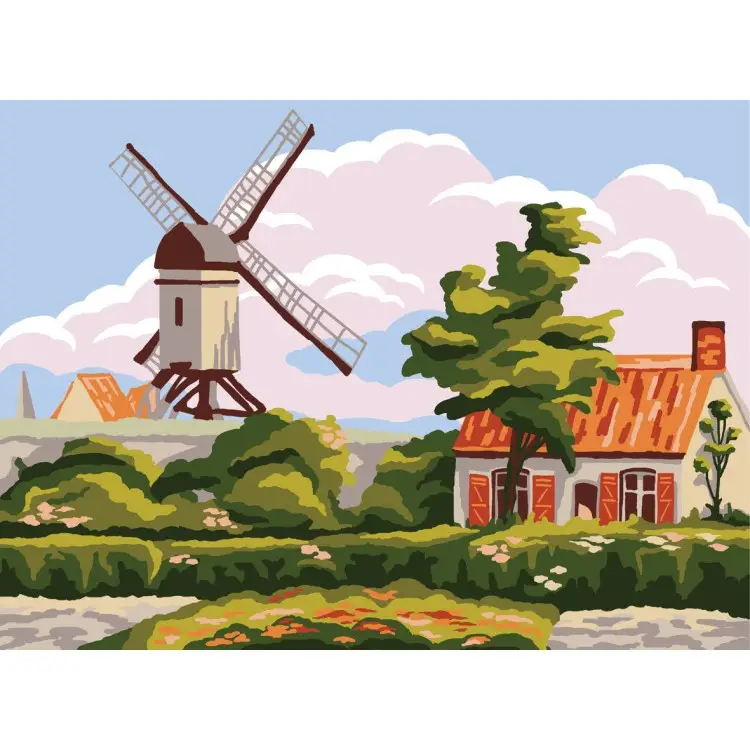Printed Canvas 22x30 Windmill Cottage CDA6298 Printed Canvas 22x30 Windmill Cottage CDA6298