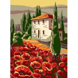 Printed Canvas 22x30 House and poppies CDA6300