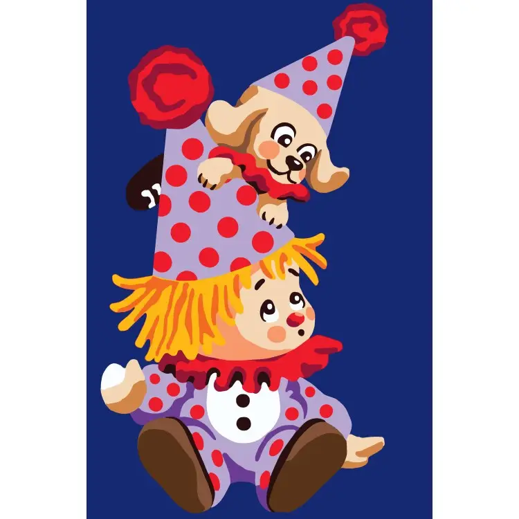 Printed Canvas 20x30 Clown with puppy CDA6305 Printed Canvas 20x30 Clown with puppy CDA6305