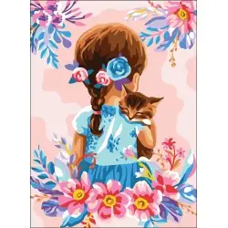 Printed Canvas 22x30 Girl with a kitten CDA6335