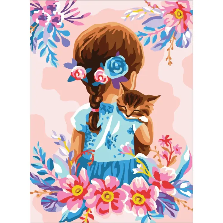 Printed Canvas 22x30 Girl with a kitten CDA6335 Printed Canvas 22x30 Girl with a kitten CDA6335