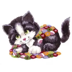 Printed Canvas 14x18 Patchwork Kitten CDA3192