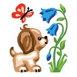 Printed Canvas 14x18 Puppy with Butterfly CDA3329