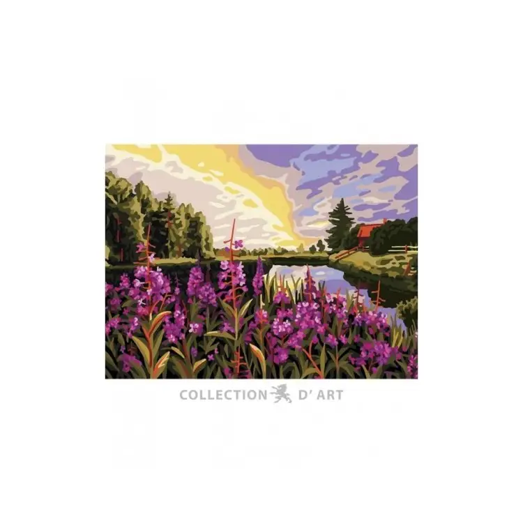 Printed Canvas 40x30 Sunset over the lake CDA10519W Printed Canvas 40x30 Sunset over the lake CDA10519W
