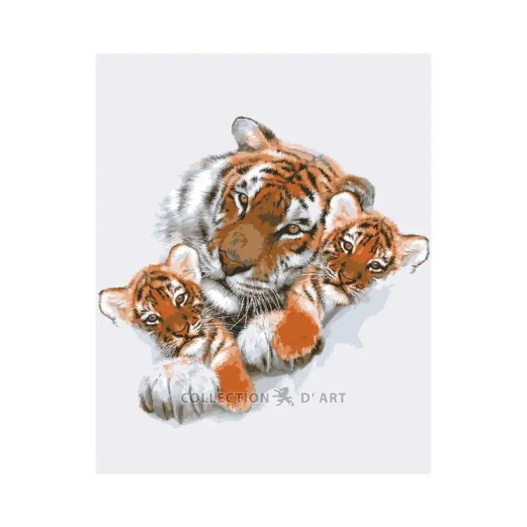 Printed Canvas 50x40 Portrait of Tiger With Cubs CDA11856 Printed Canvas 50x40 Portrait of Tiger With Cubs CDA11856