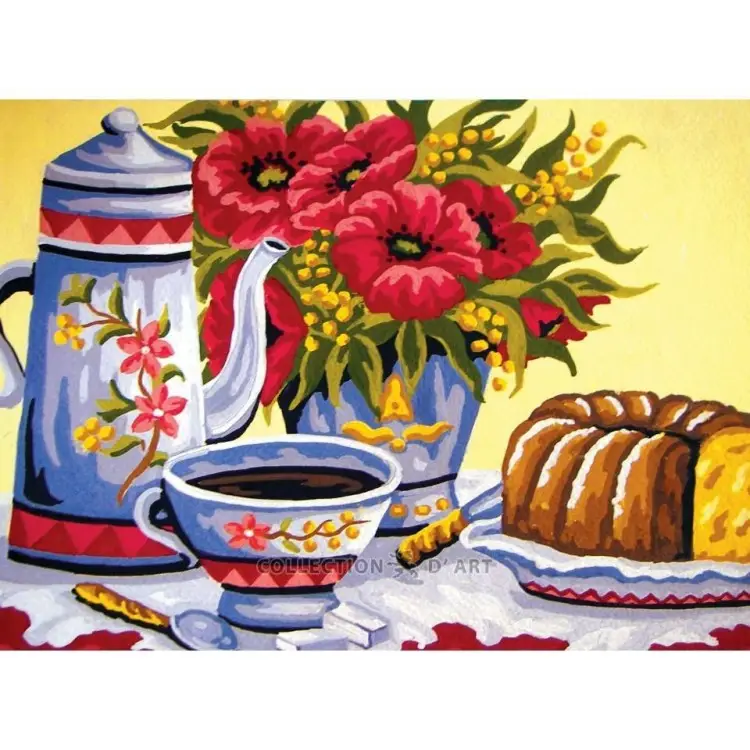 Printed Canvas 22x30 Poppies at Coffee Time CDA6234 Printed Canvas 22x30 Poppies at Coffee Time CDA6234