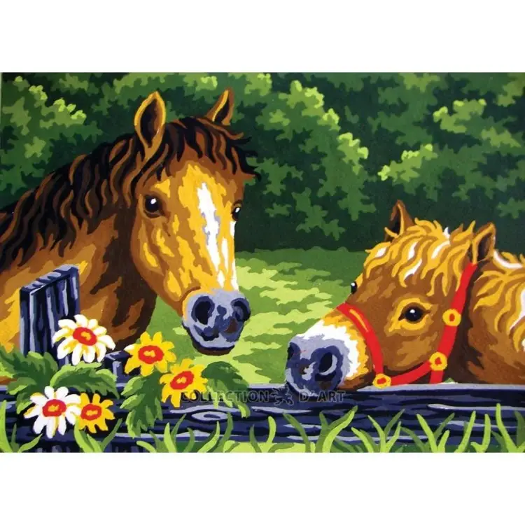 Printed Canvas 22x30 Ponies at the Fence CDA6235 Printed Canvas 22x30 Ponies at the Fence CDA6235