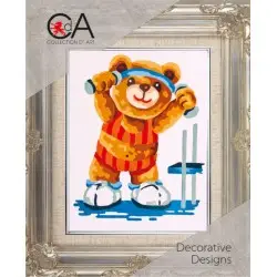 Tapestry Kit with printed canvas 14x18 Sporty Bear CDA3176K