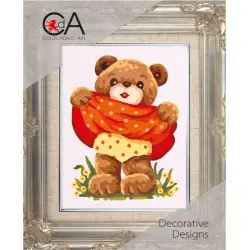 Tapestry Kit with printed canvas 14x18 Girl Bear CDA3178K