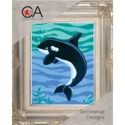 Tapestry Kit with printed canvas 14x18 Orca whale CDA3205K
