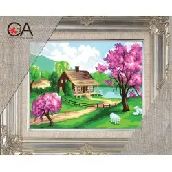 Tapestry Kit with printed canvas 14x18 Spring Time CDA3208K