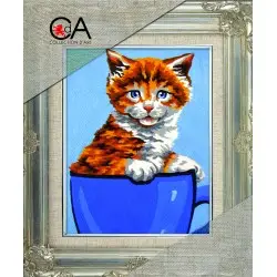 Tapestry Kit with printed canvas 14x18 Ginger Kitten CDA3269K