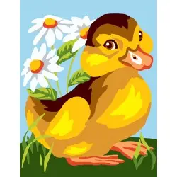 Tapestry Kit with printed canvas 14x18 Duck with Daisies CDA3317K