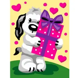 Tapestry Kit with printed canvas 14x18 Puppy with Gift CDA3327K