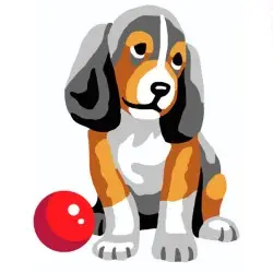 Tapestry Kit with printed canvas 14x18 Puppy with Ball CDA3330K