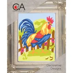 Tapestry Kit with printed canvas 14x18 Rooster CDA3334K
