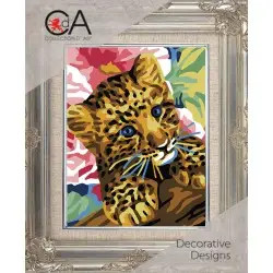 Tapestry Kit with printed canvas 14x18 Leopard kitte CDA3341K